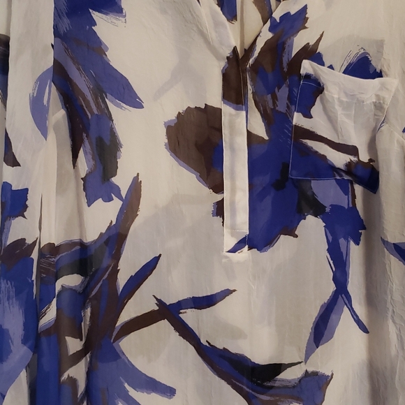 Lane Bryant sheer blue flower blouse - Picture 2 of 2